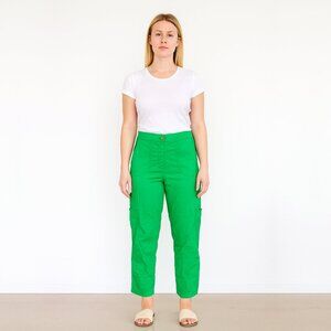 2/$30 Chico's Crop Cargo Pant High Rise Emerald Green 14 #BAG6